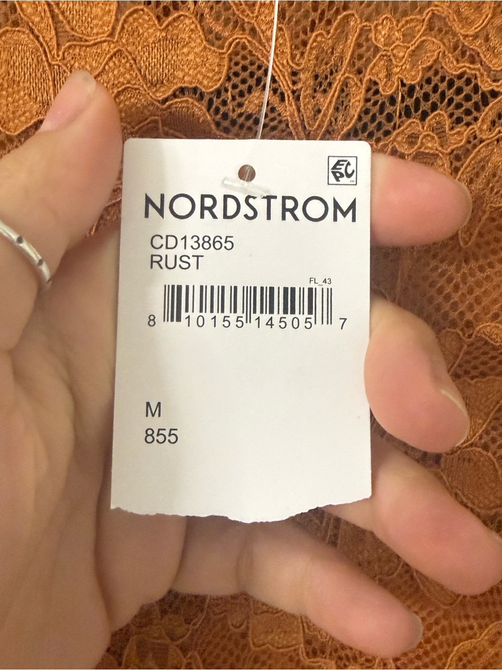 Nordstrom Rust Lace Ruffled Hem Mini Dress - Picture 4 of 8